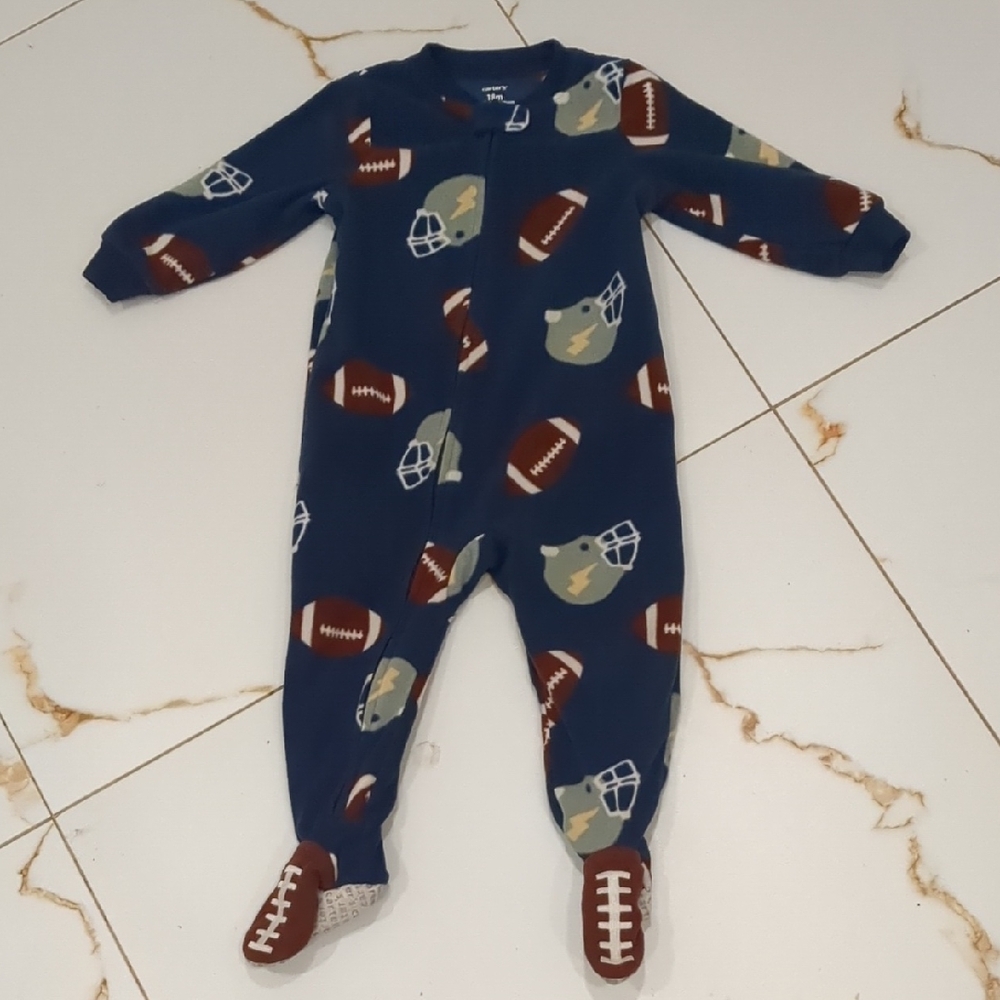 Carter's Fleece Blue Football Print Kids One Piece